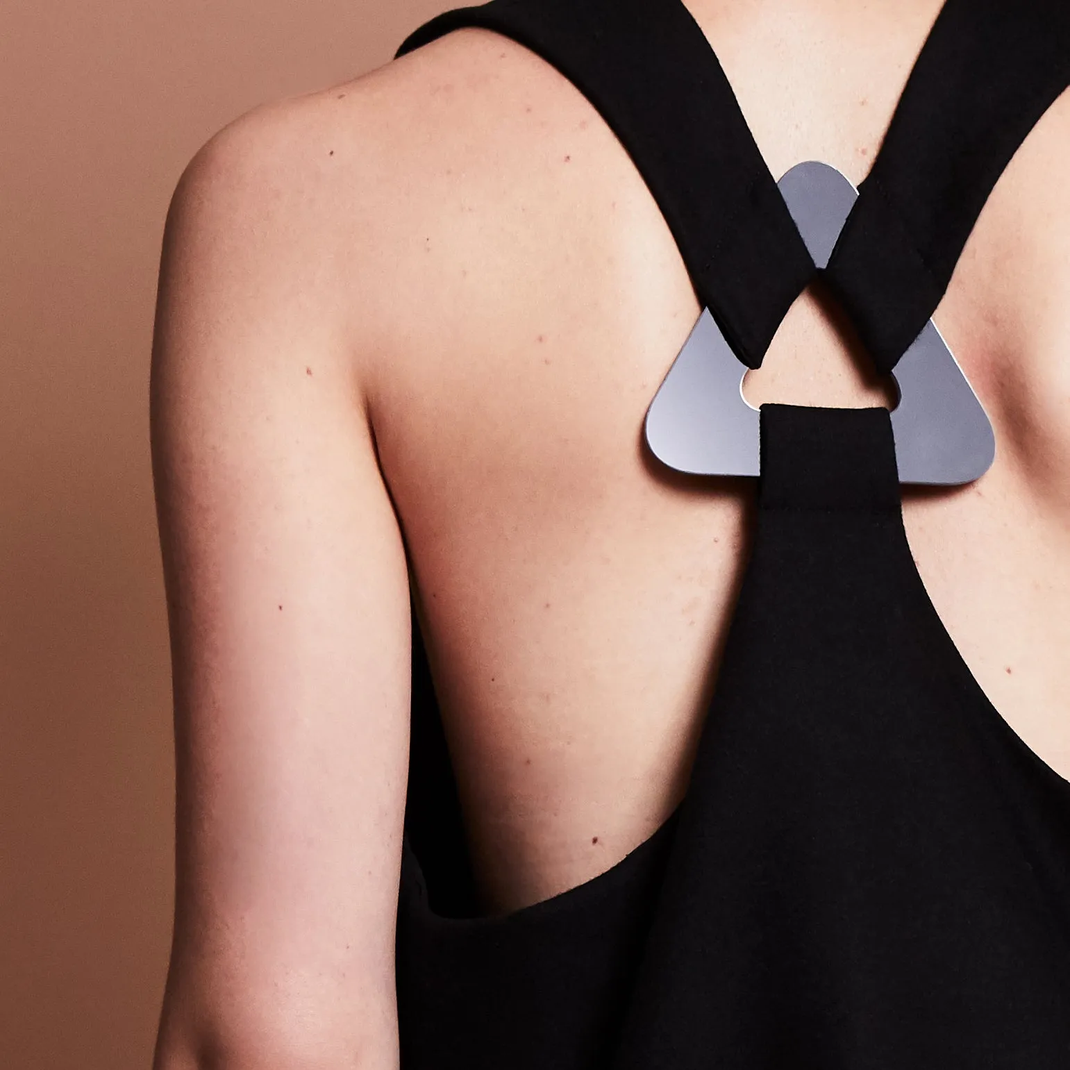 • SAMPLE • PEPPERCORN PINAFORE [ Wool Blend, Black Dress, Triangle Hardware ]