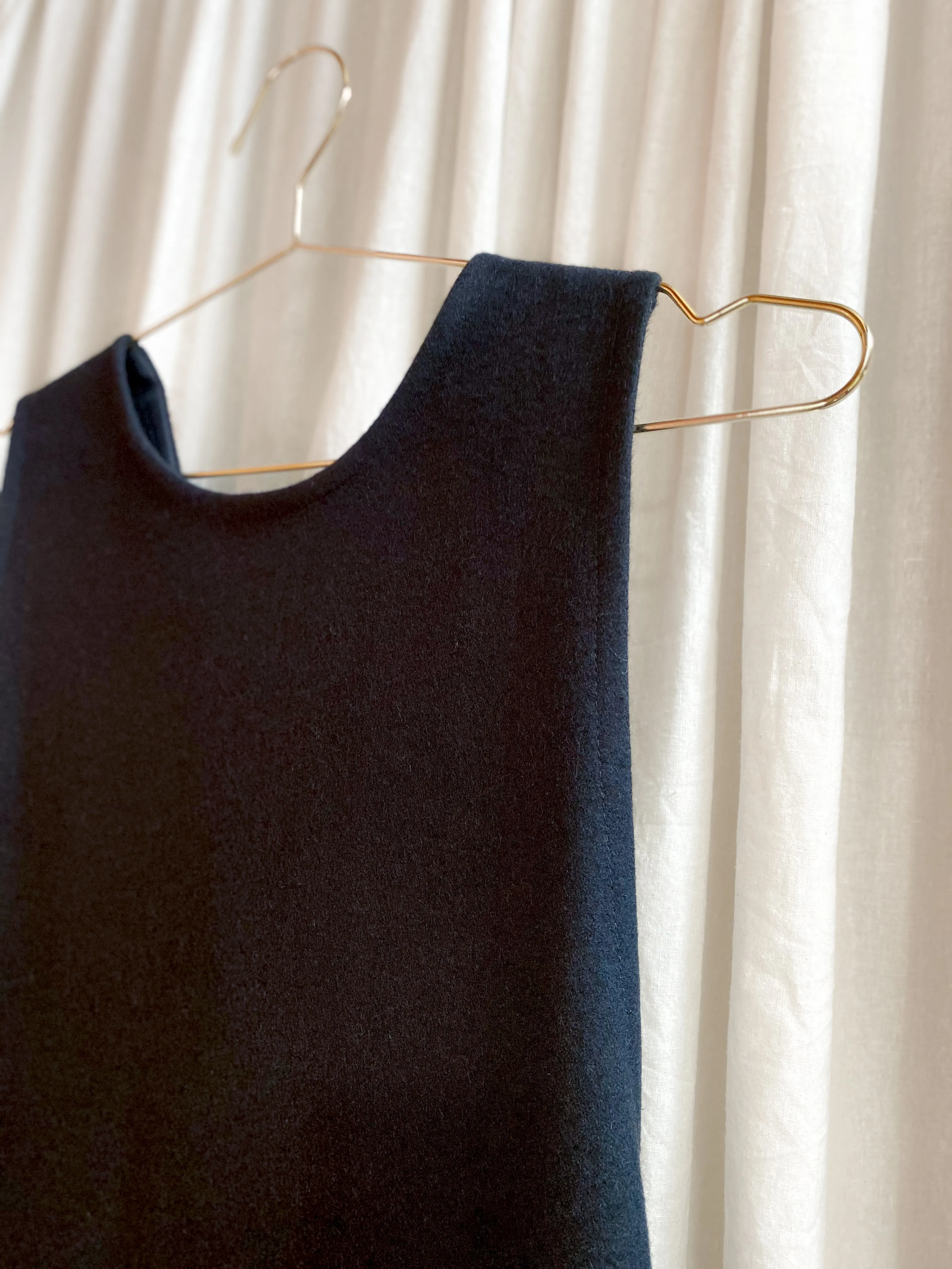 • SAMPLE • PEPPERCORN PINAFORE [ Wool Blend, Black Dress, Triangle Hardware ]