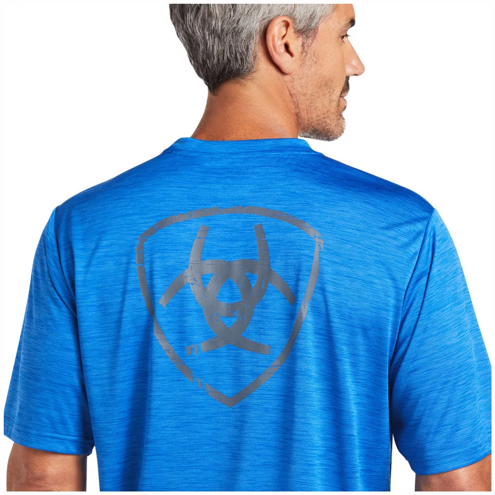 10039556 Ariat Men's Charger Shield Short Sleeve Tee - Cerulean Blue