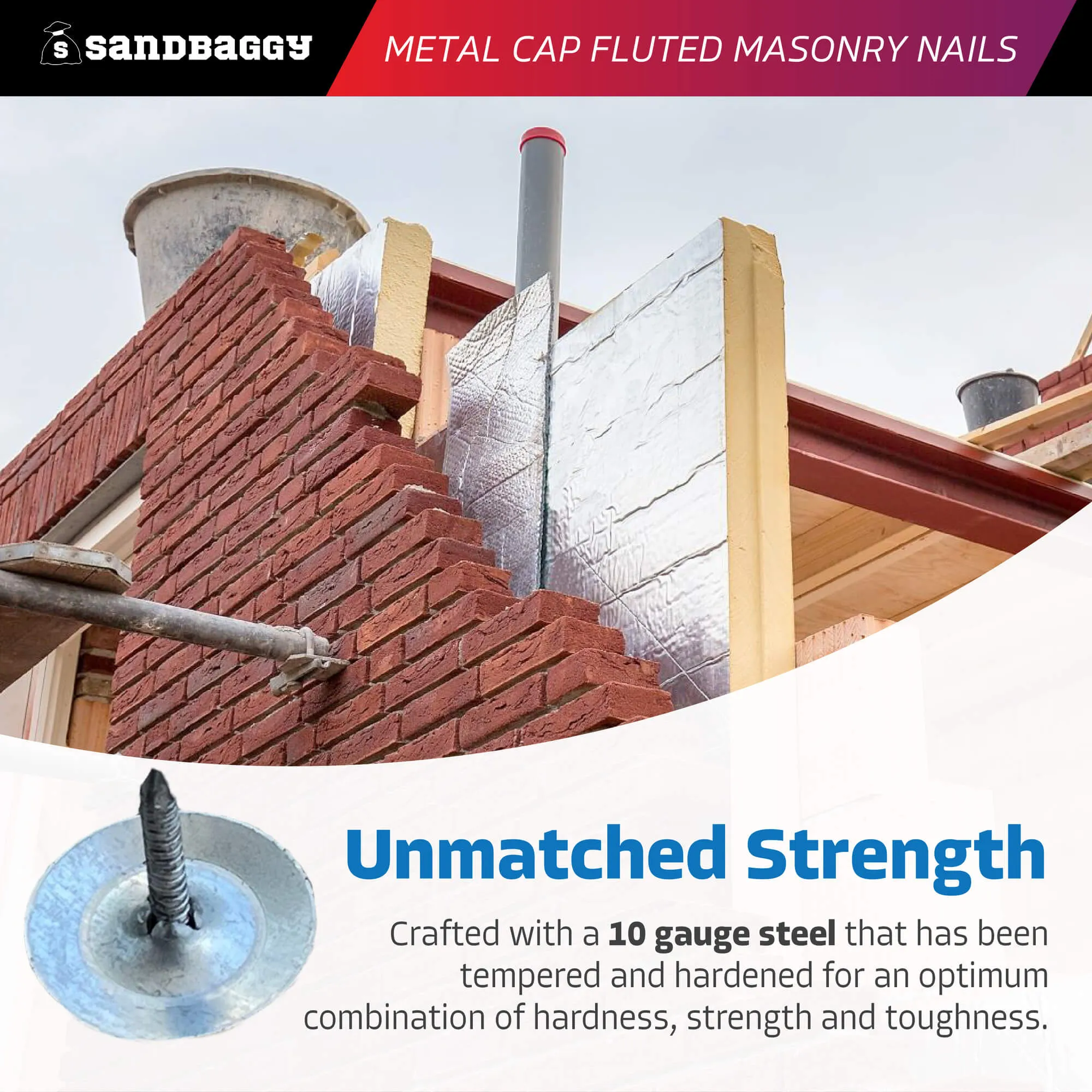 1" Metal Cap Fluted Masonry Nails - Galvanized (appx. 75 nails / lb)