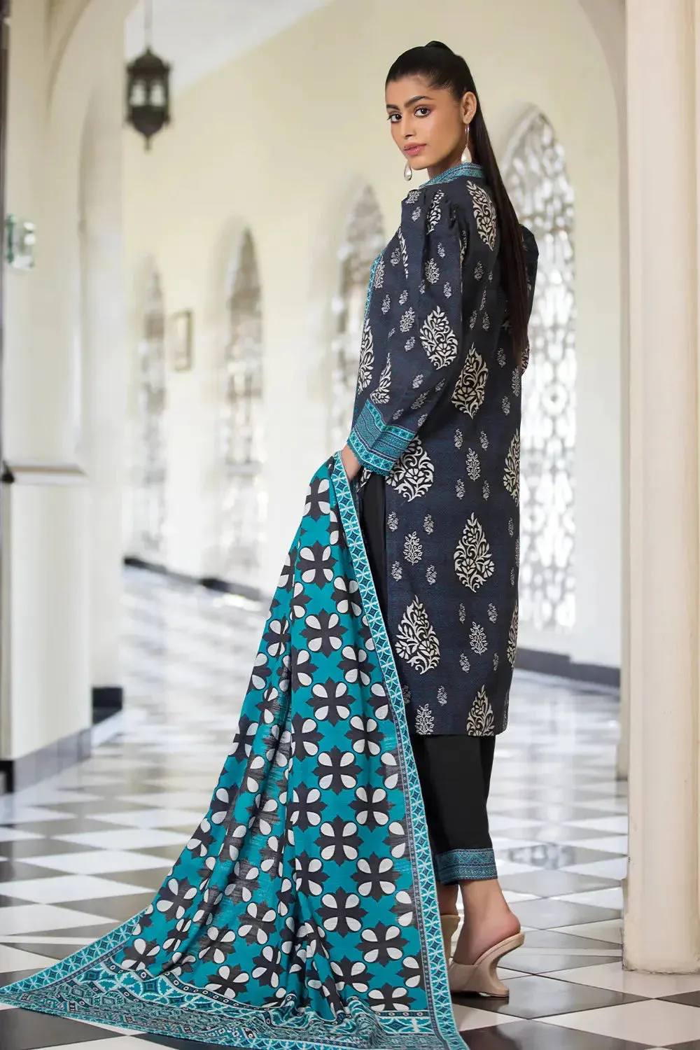 3PC Printed Unstitched Khaddar Suit KKH-2870