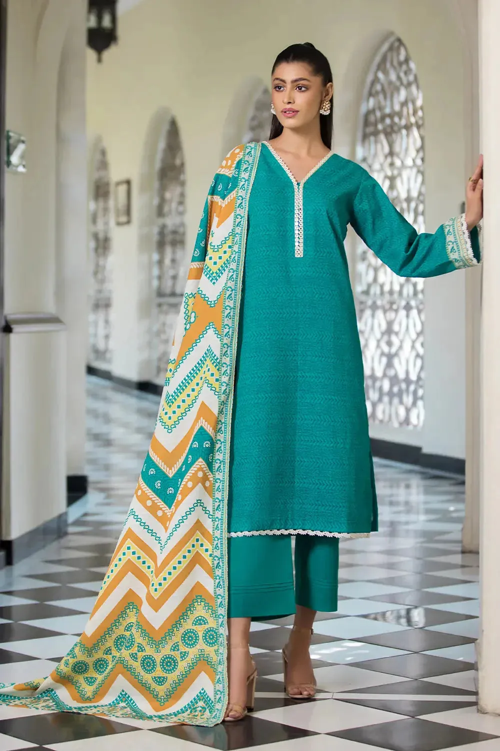 3PC Printed Unstitched Khaddar Suit KKH-2884