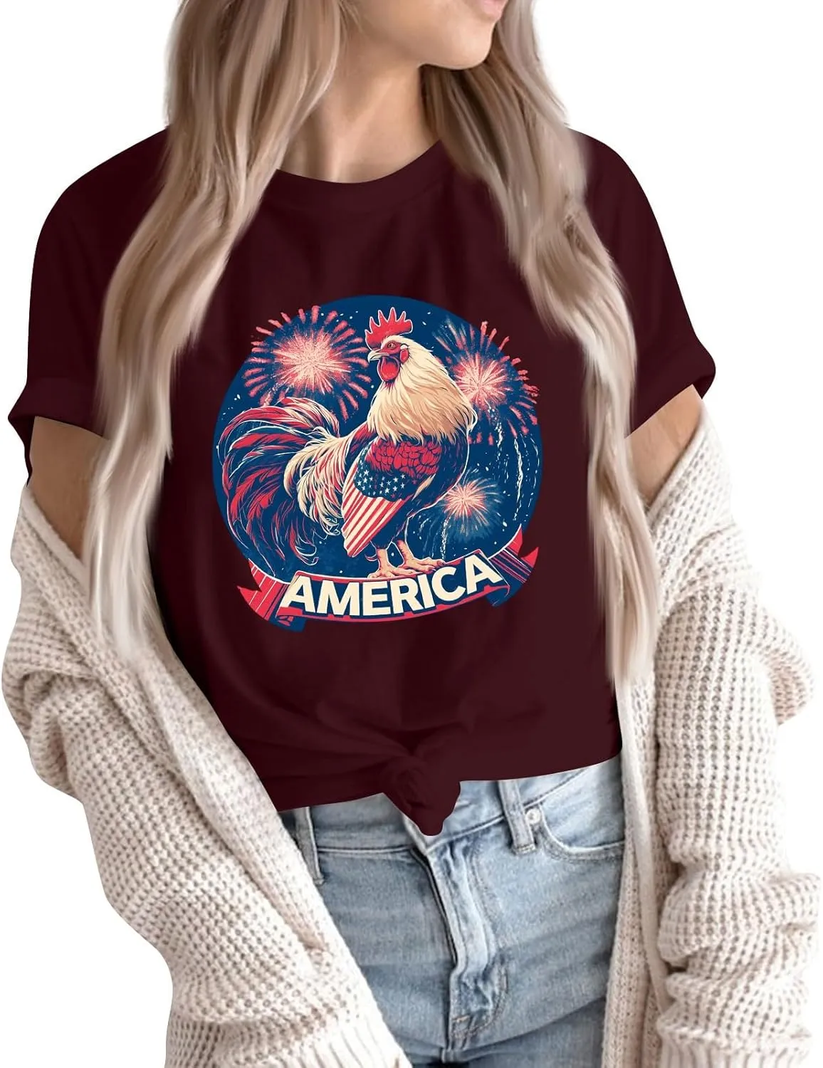 4Th July Outfits Women's Casual Short Sleeve T-Shirt Blouse Round Neck Independence Day Printed Female s