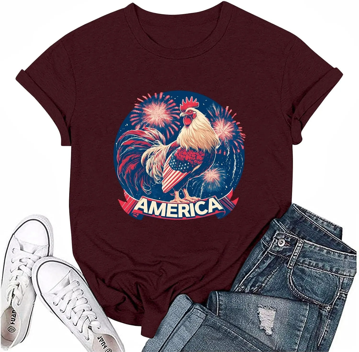 4Th July Outfits Women's Casual Short Sleeve T-Shirt Blouse Round Neck Independence Day Printed Female s
