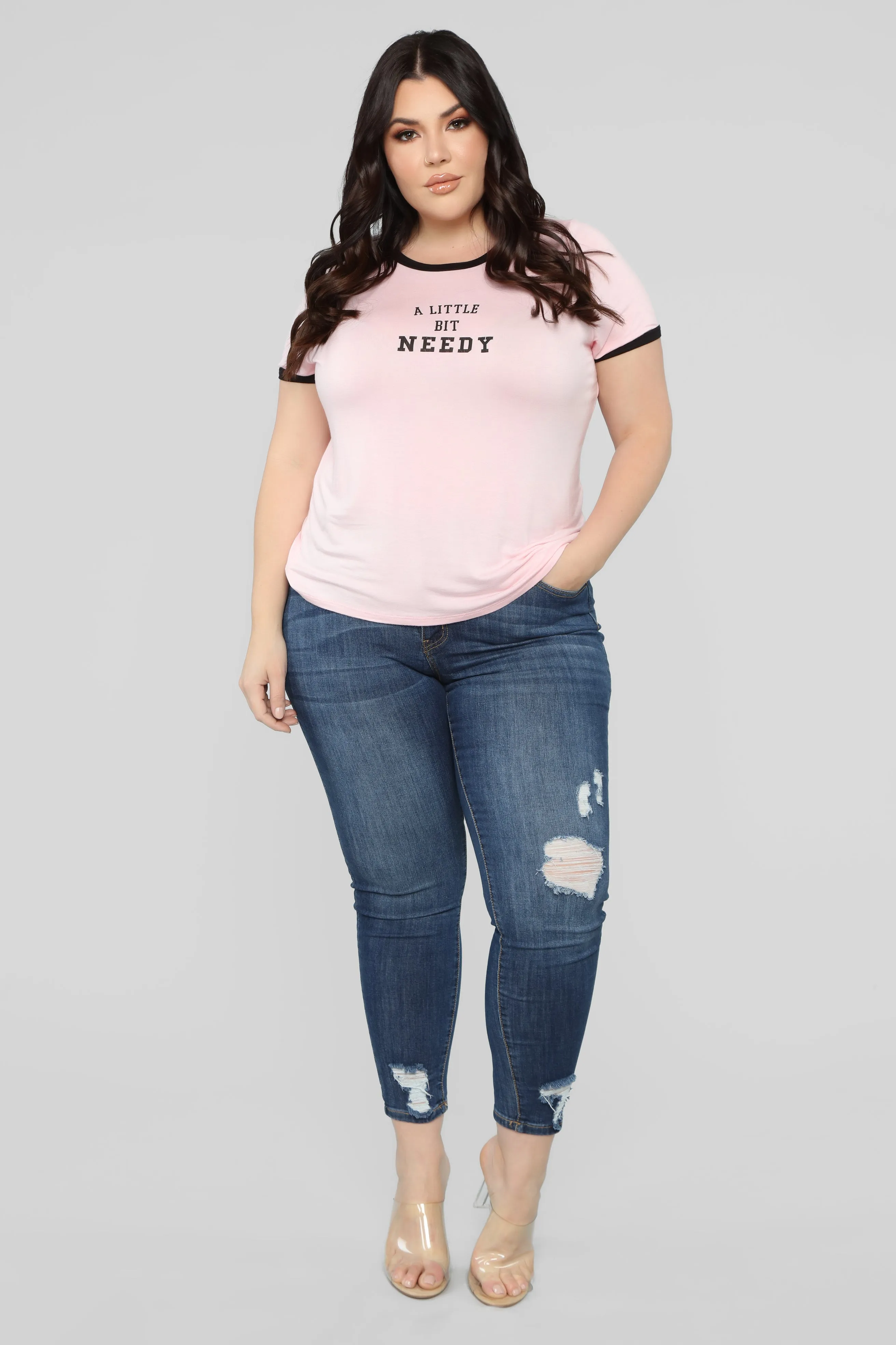 A Little Bit Needy Ringer Top - Pink
