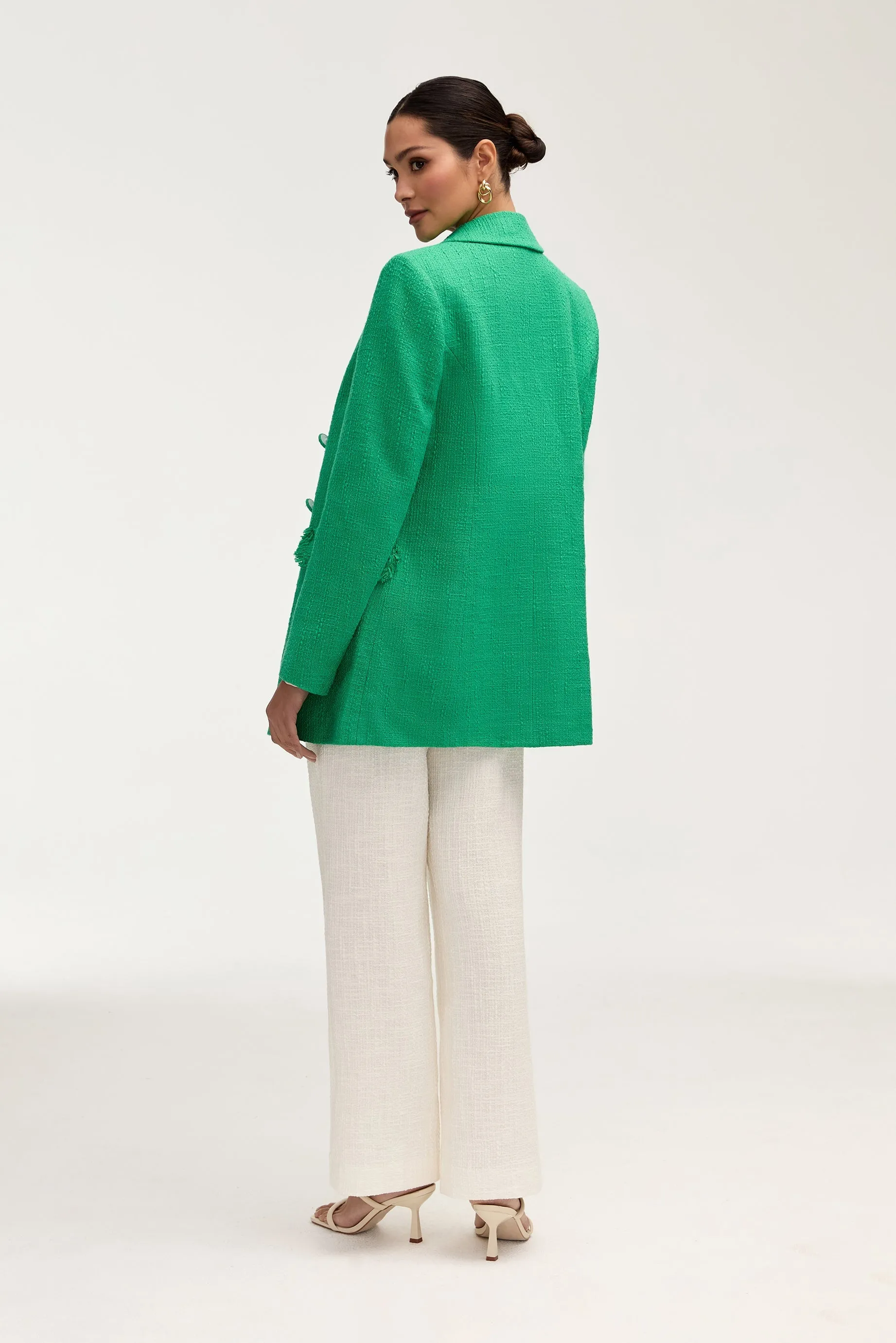 Abigail Tweed Double Breasted Blazer - Jade