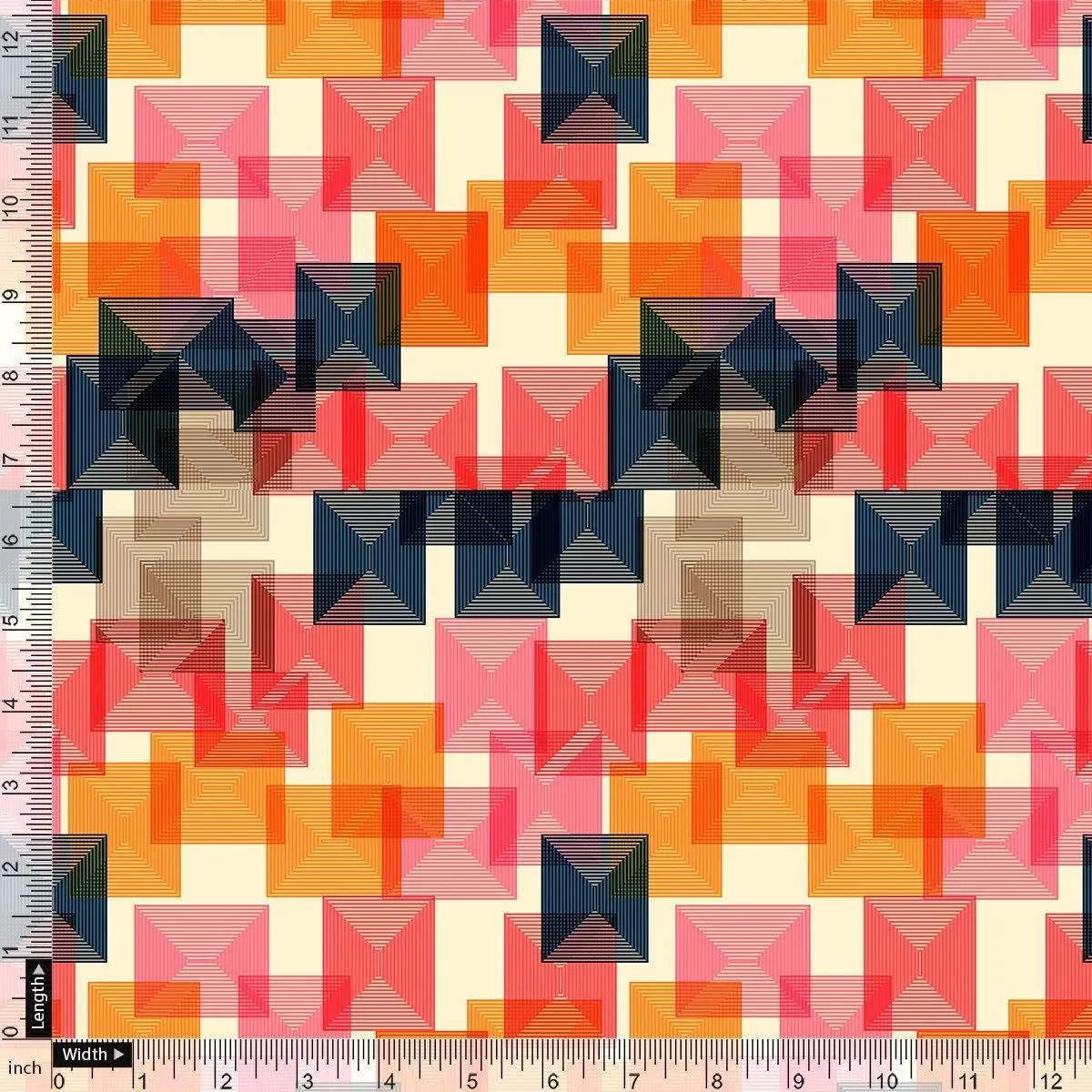 Abstract Squares Digital Printed Fabric