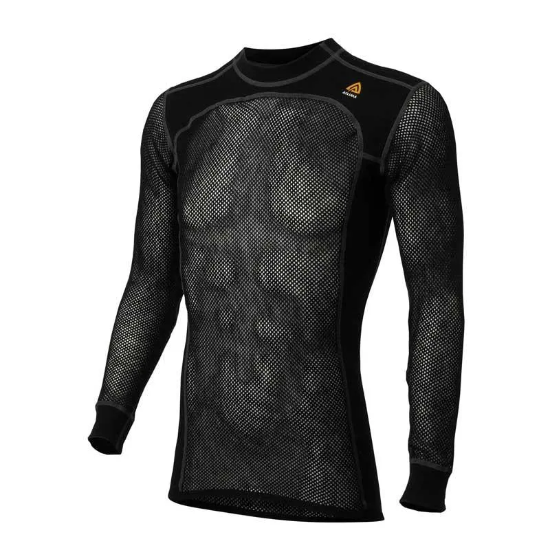 Mens Aclima WoolNet Crewneck - Jet Black | High-Performance Wool Base Layer