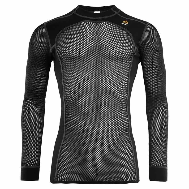 Mens Aclima WoolNet Crewneck - Jet Black | High-Performance Wool Base Layer