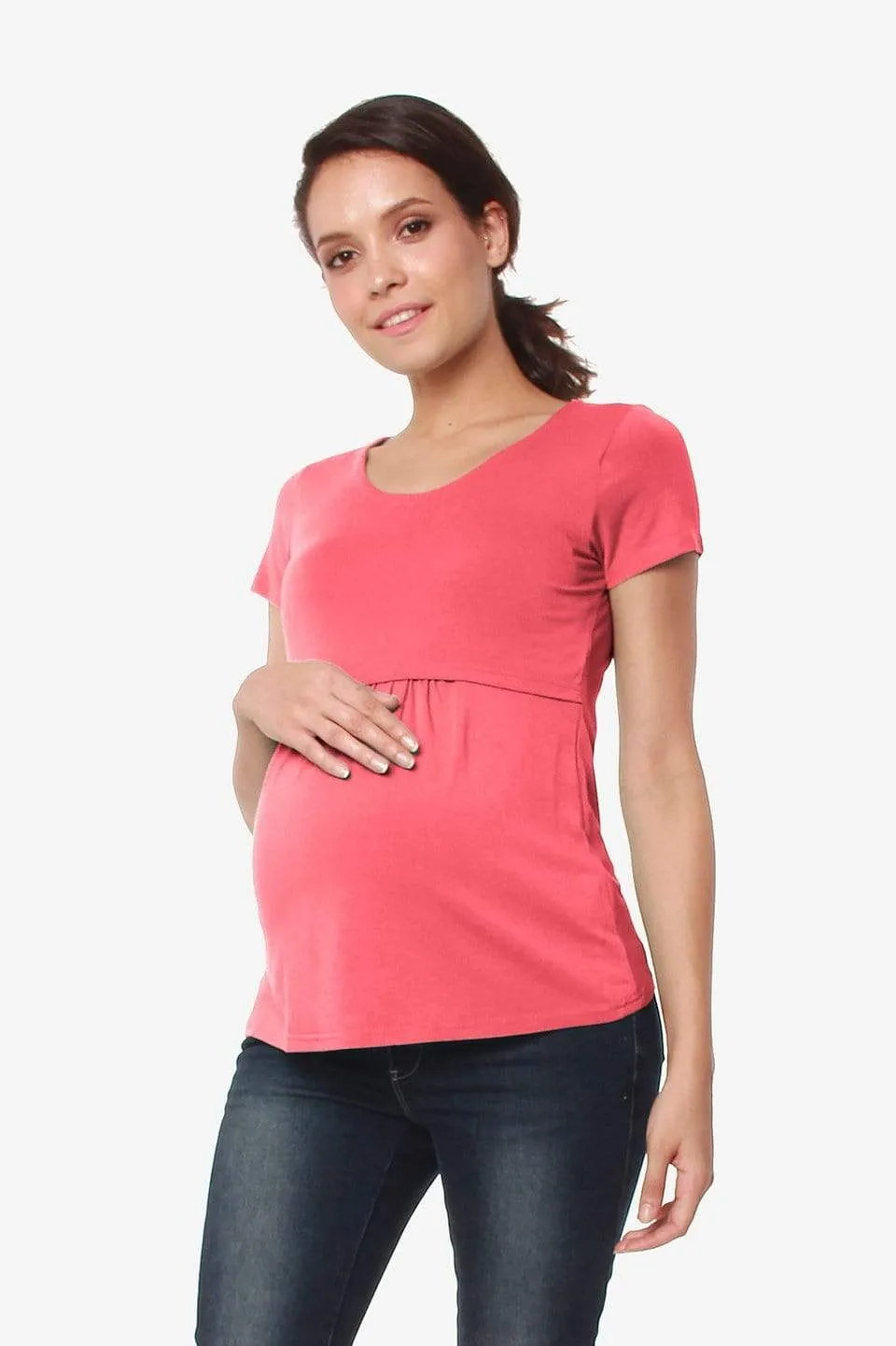 Aggie Empire Nursing Top Dark Coral