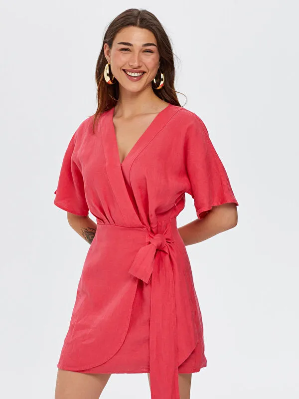 Alleggria Short Sleeve Pink Mini Dress 66010