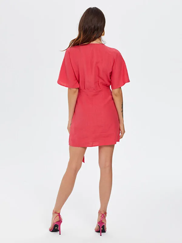 Alleggria Short Sleeve Pink Mini Dress 66010