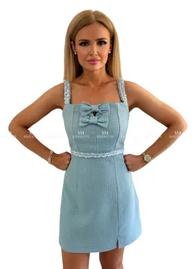 Allegra Blue Tweed Bow Dress