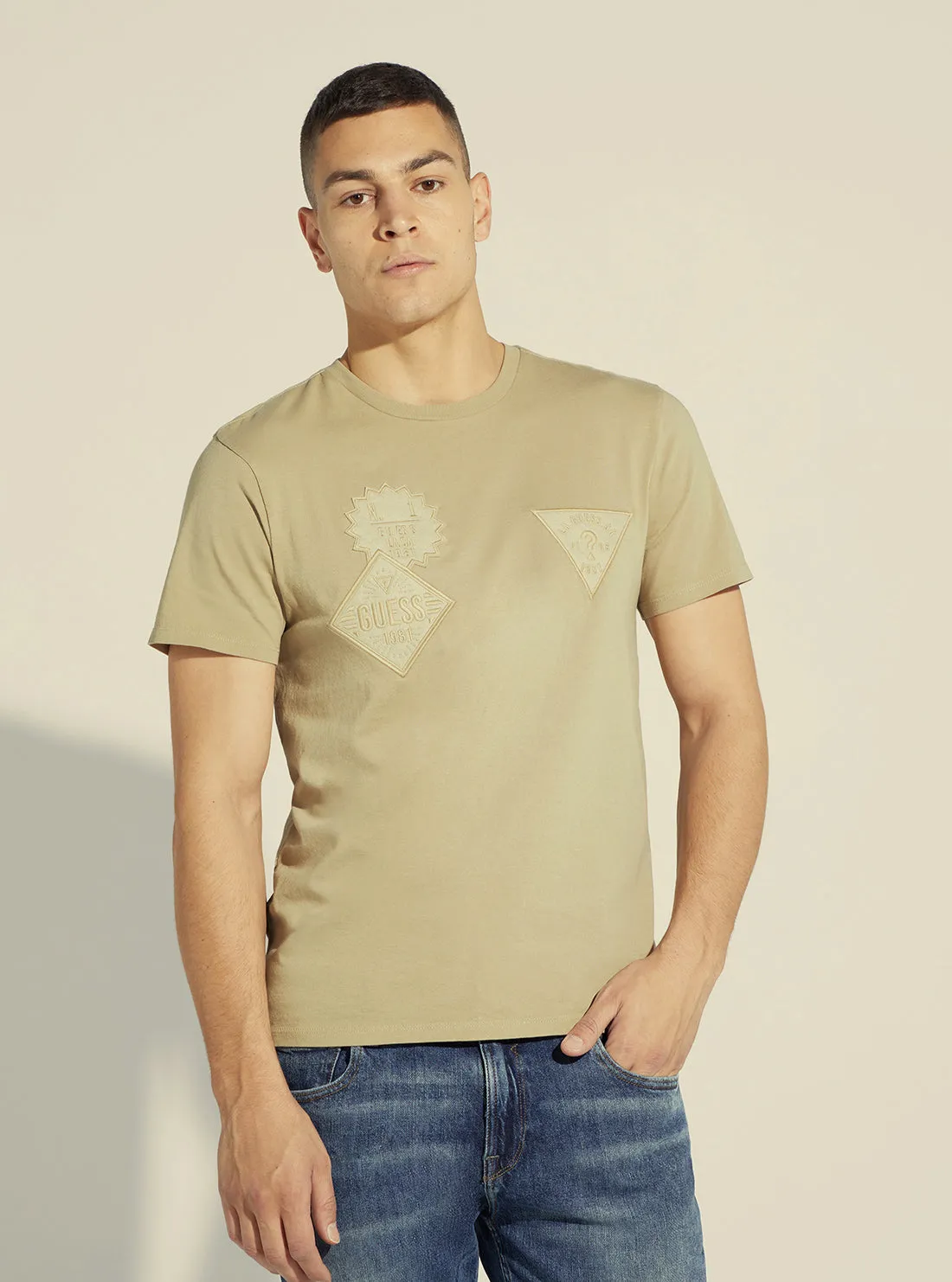 Almond Stone Felt Patched Logo T-Shirt