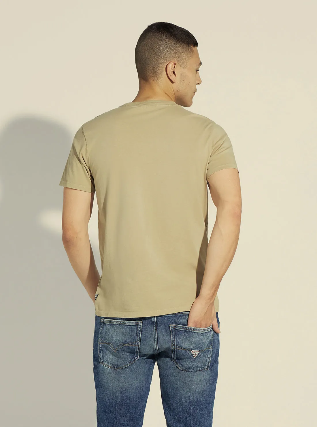 Almond Stone Felt Patched Logo T-Shirt