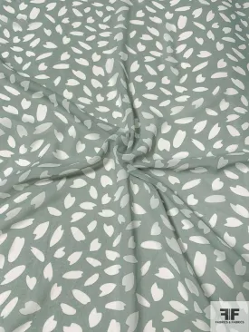 Animal-Like Pattern Printed Polyester Chiffon - Dusty Sage / White