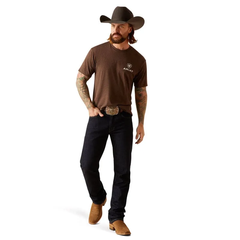 Ariat Men's Outline Circle Brown Heather Short Sleeve T-Shirt 10047893