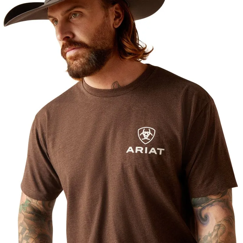 Ariat Men's Outline Circle Brown Heather Short Sleeve T-Shirt 10047893