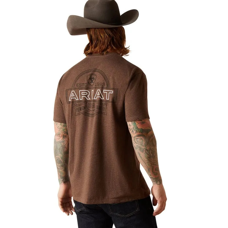 Ariat Men's Outline Circle Brown Heather Short Sleeve T-Shirt 10047893