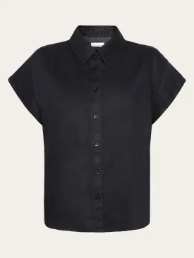 ASTER fold up short sleeve linen shirt - Black Jet