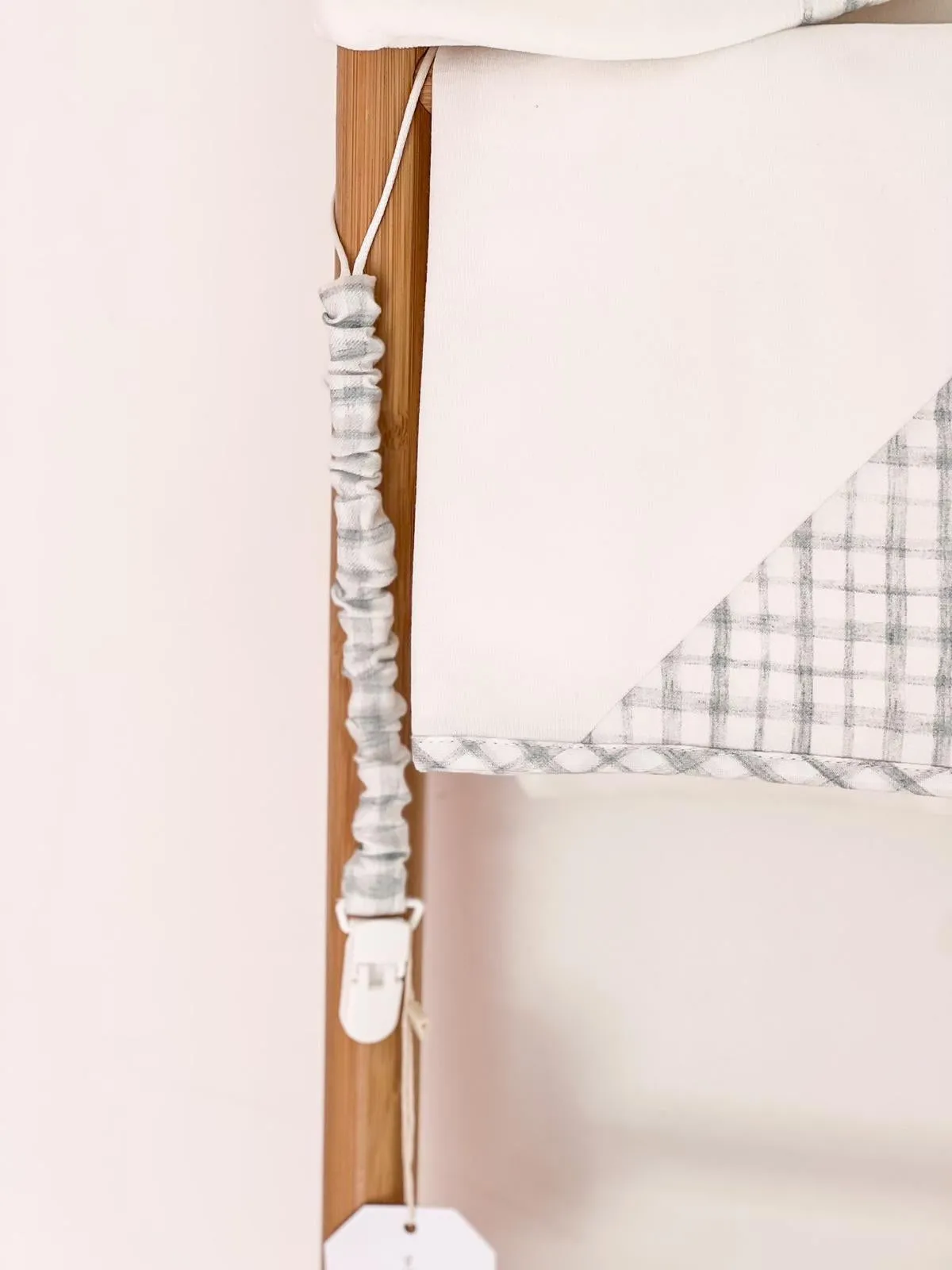 BabyGi Cream Cotton Blanket With Blue Gingham Trim