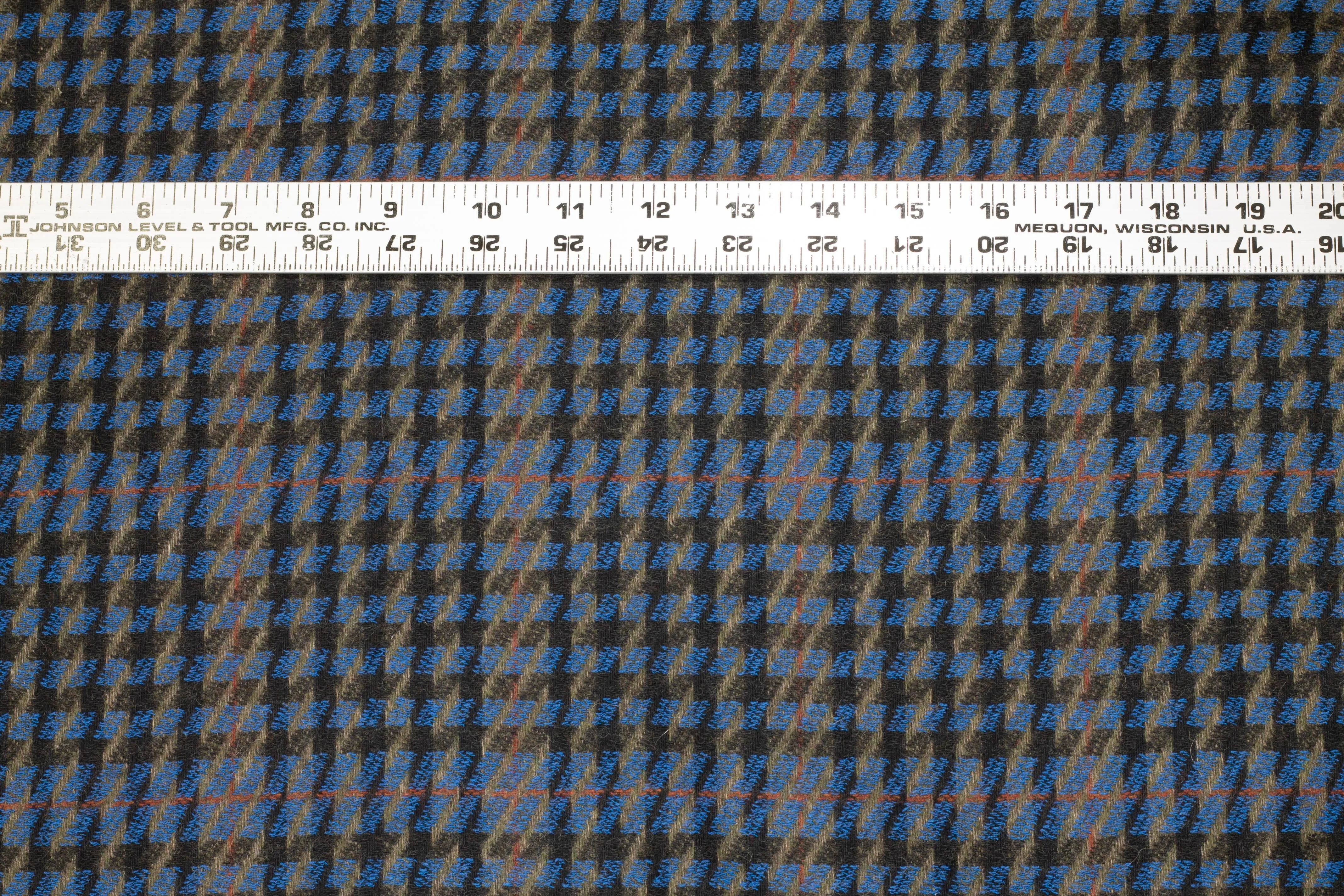 Black and Blue Houndstooth Italian Wool