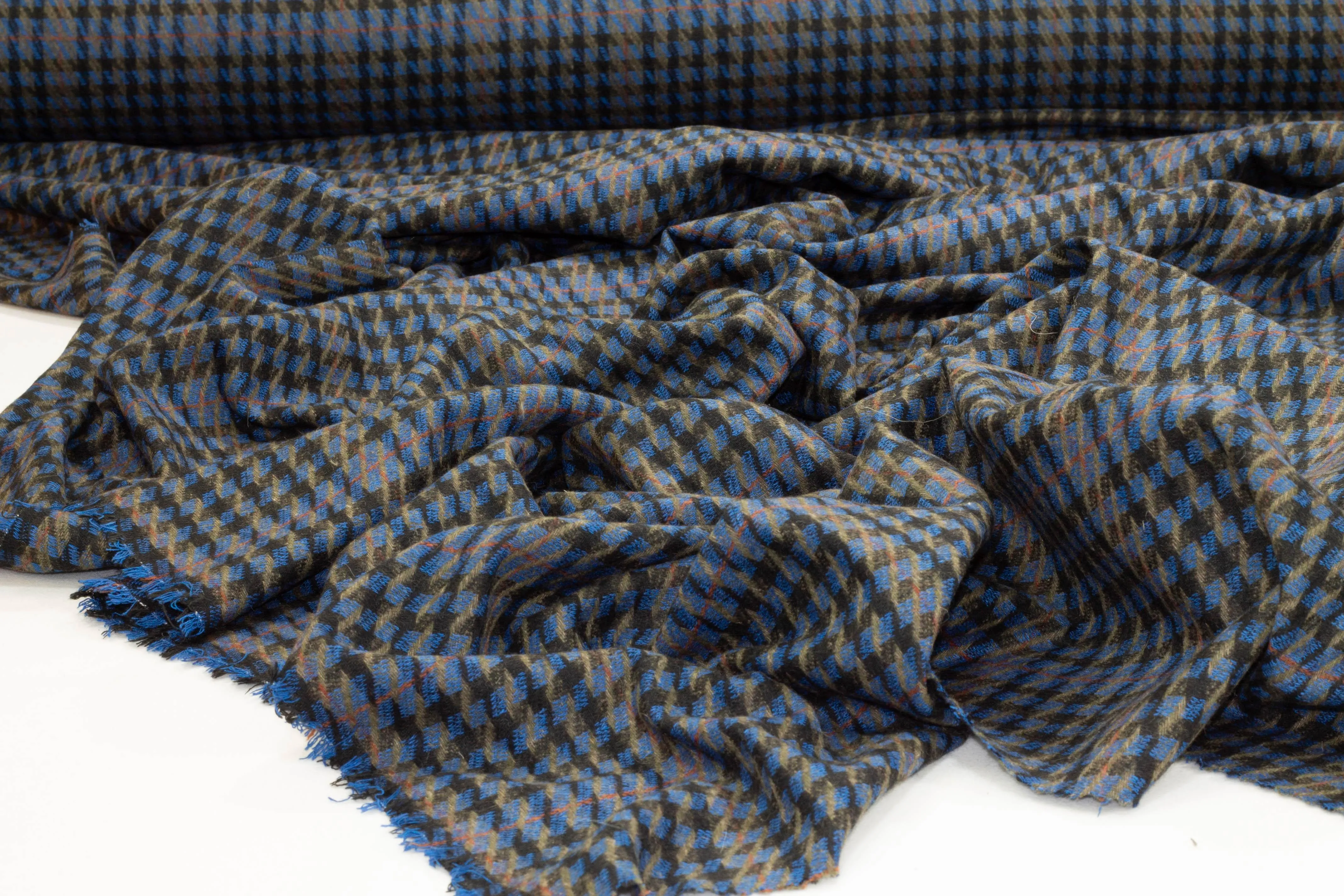 Black and Blue Houndstooth Italian Wool