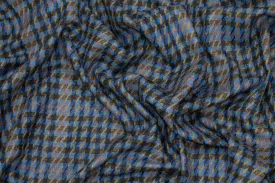 Black and Blue Houndstooth Italian Wool