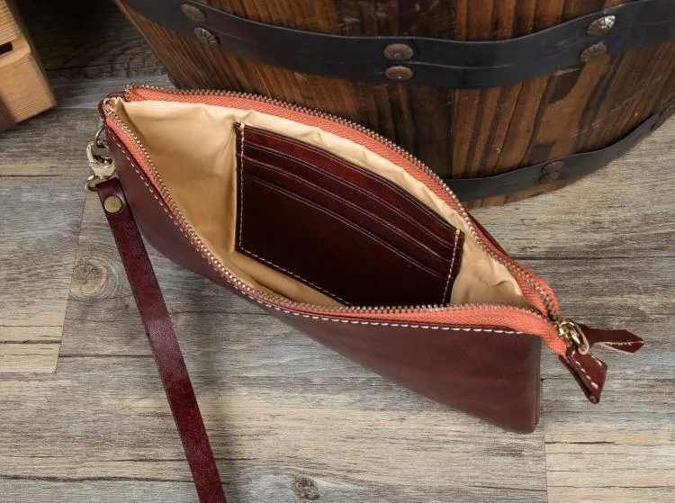 Black Cool Mens long Wallet Wristlet Bag Clutch Bag Red Brown Long Wallets for Men