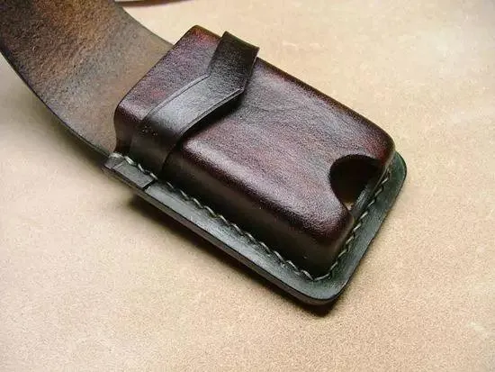 Black Handmade Leather Mens Slim Zippo Lighter Case Black Slim Zippo Lighter Holder with Belt Loop for Men