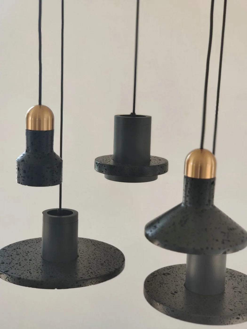 Black Lava F Stone Minimalist Line Pendant Light