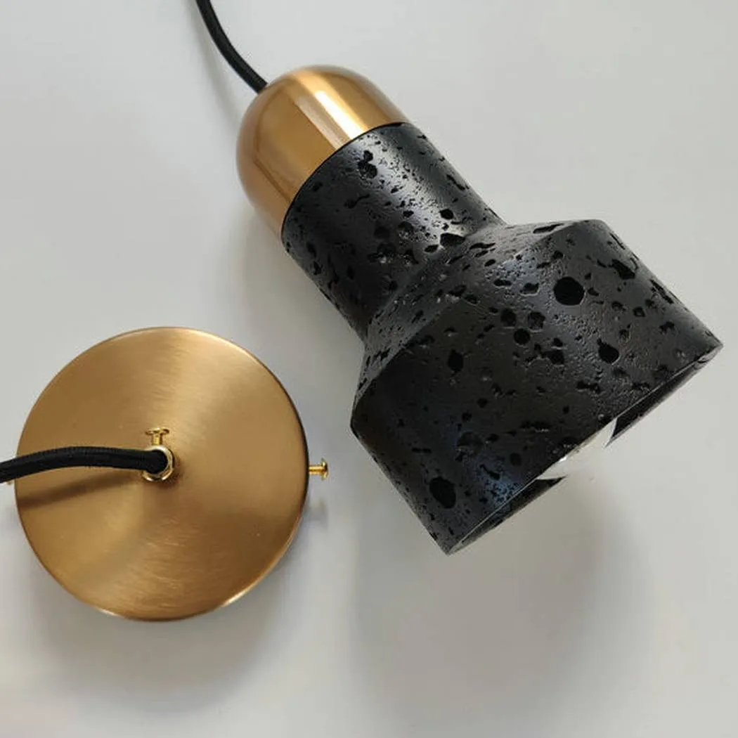 Black Lava F Stone Minimalist Line Pendant Light