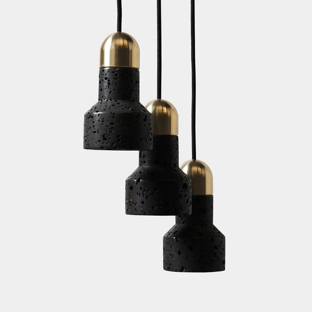 Black Lava F Stone Minimalist Line Pendant Light