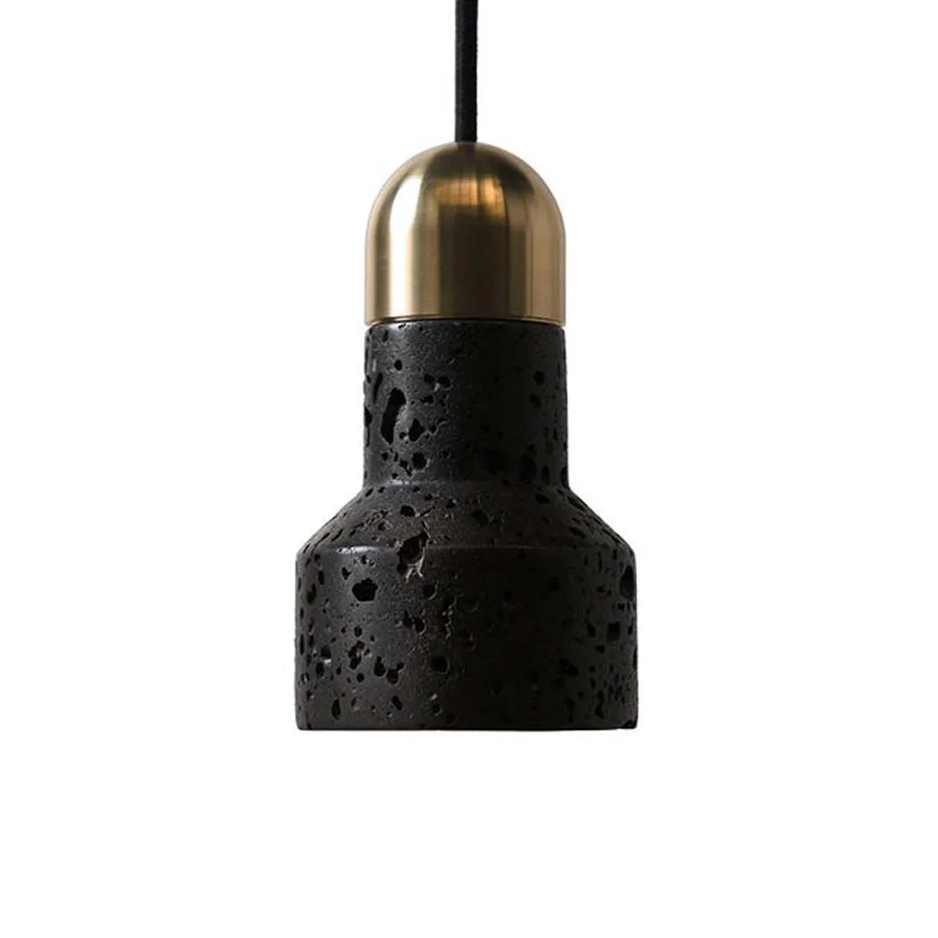 Black Lava F Stone Minimalist Line Pendant Light