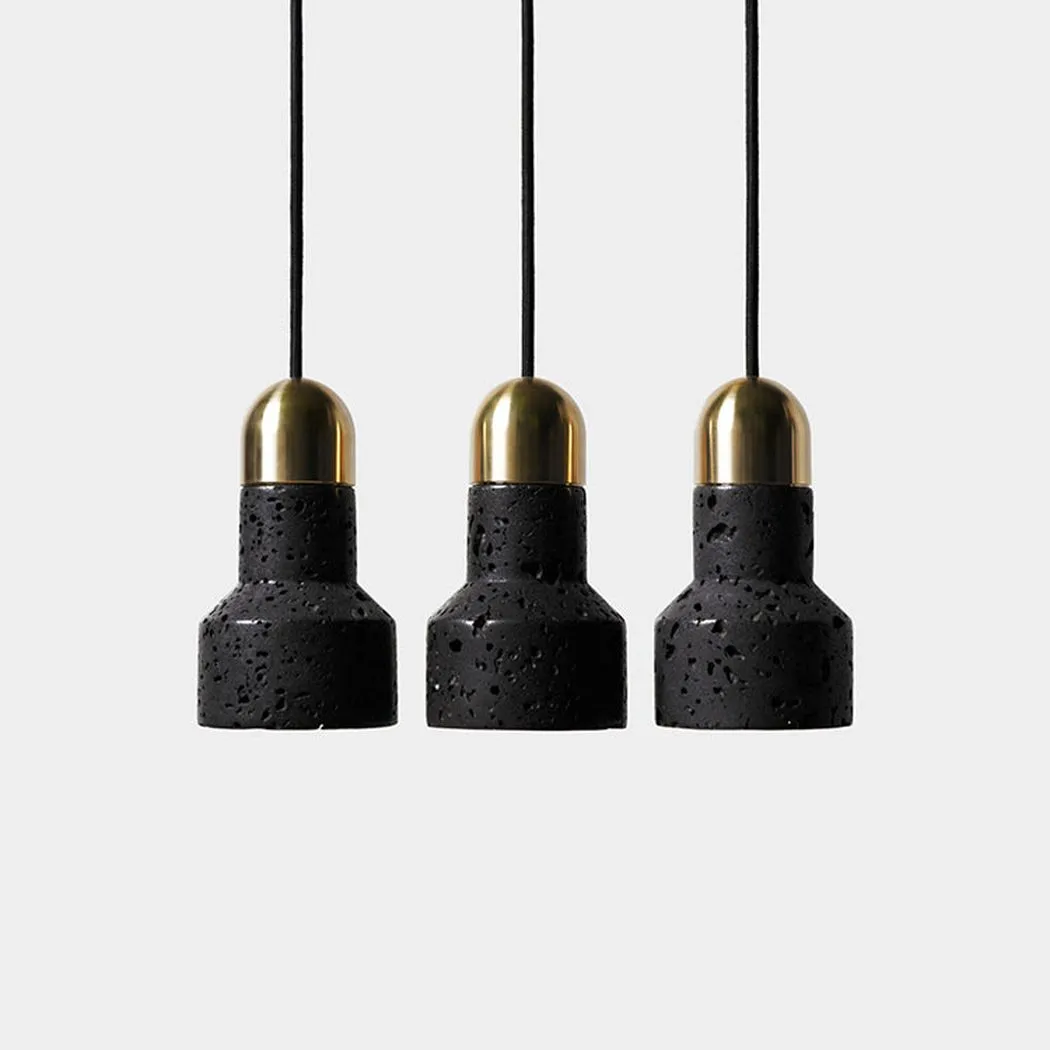 Black Lava F Stone Minimalist Line Pendant Light