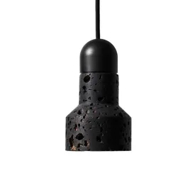 Black Lava F Stone Minimalist Line Pendant Light