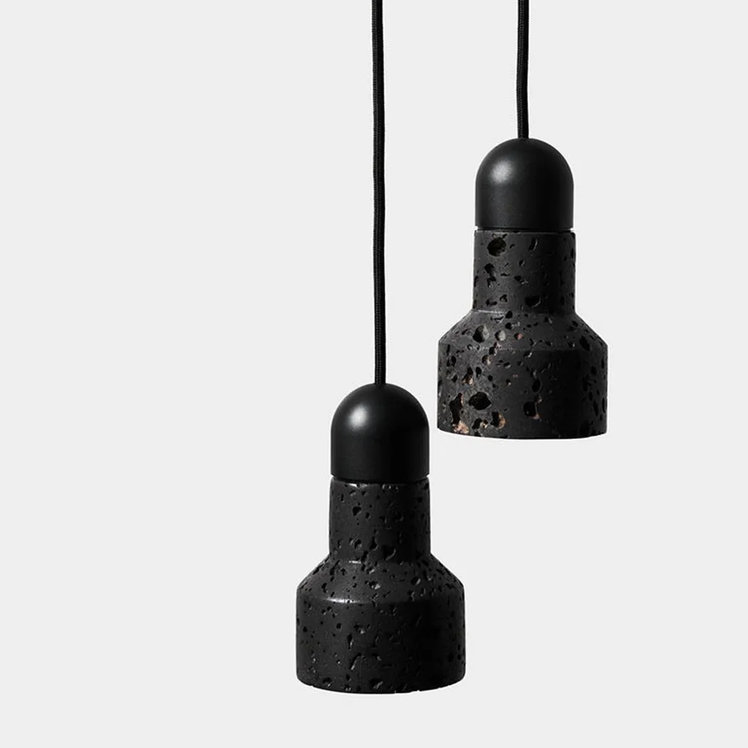 Black Lava F Stone Minimalist Line Pendant Light