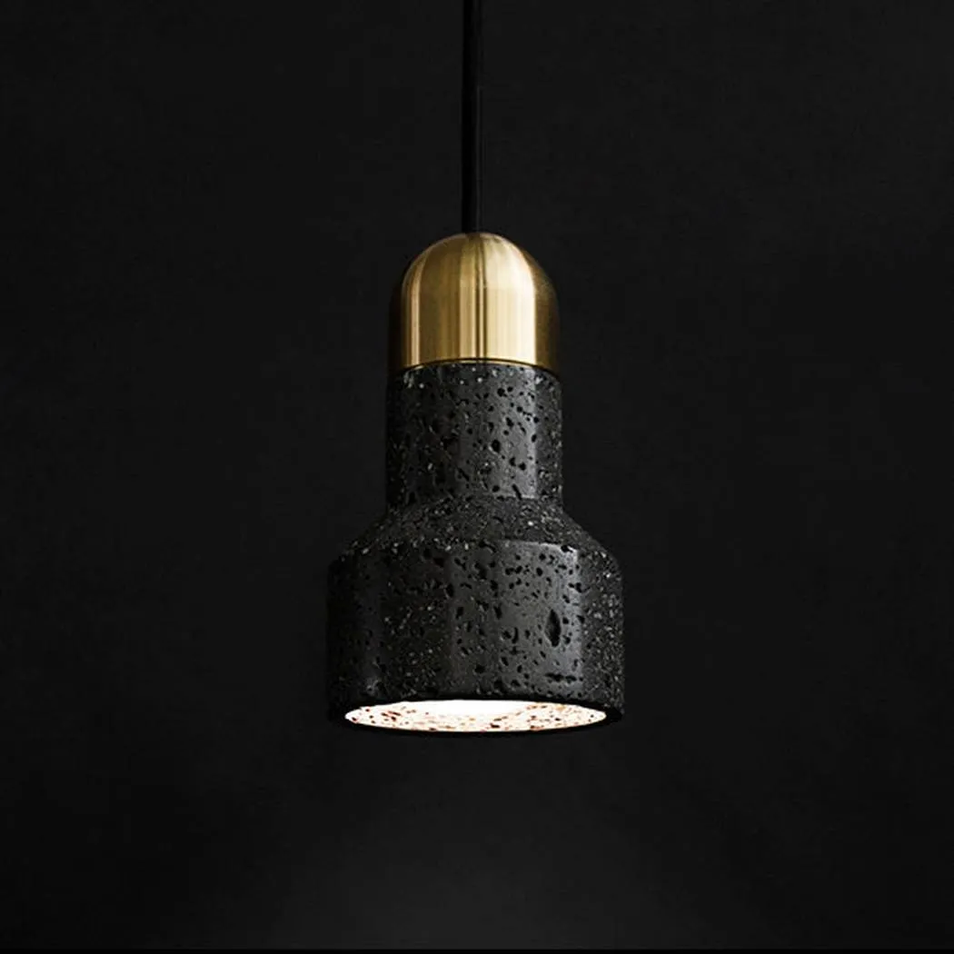 Black Lava F Stone Minimalist Line Pendant Light