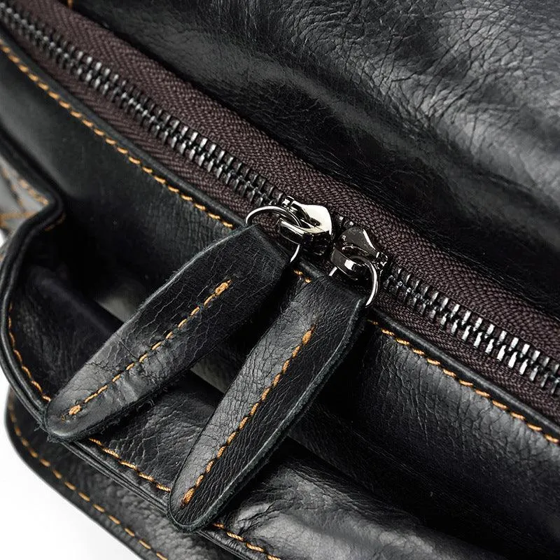 Black Leather Backpack for Women and Men Genuine Leather Travelling Bag Laptop Bag Travel Backpack Shoulder Bag Best Satchel Bag