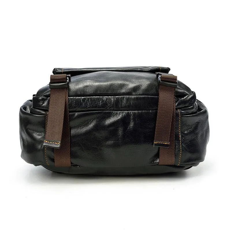 Black Leather Backpack for Women and Men Genuine Leather Travelling Bag Laptop Bag Travel Backpack Shoulder Bag Best Satchel Bag