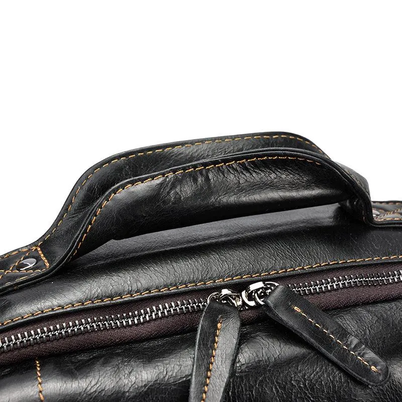 Black Leather Backpack for Women and Men Genuine Leather Travelling Bag Laptop Bag Travel Backpack Shoulder Bag Best Satchel Bag