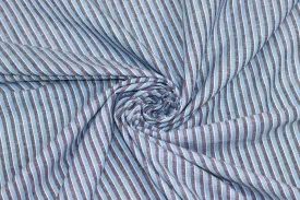 Blue, Gray and White Striped Linen