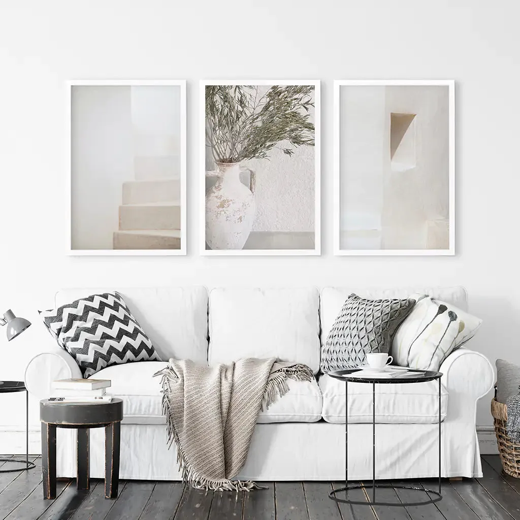 Boho Architectural Set of 3 Pieces. Neutral Tones