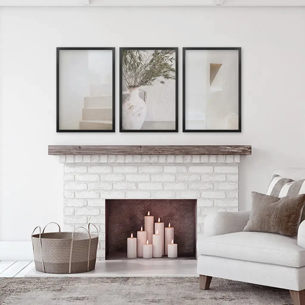 Boho Architectural Set of 3 Pieces. Neutral Tones