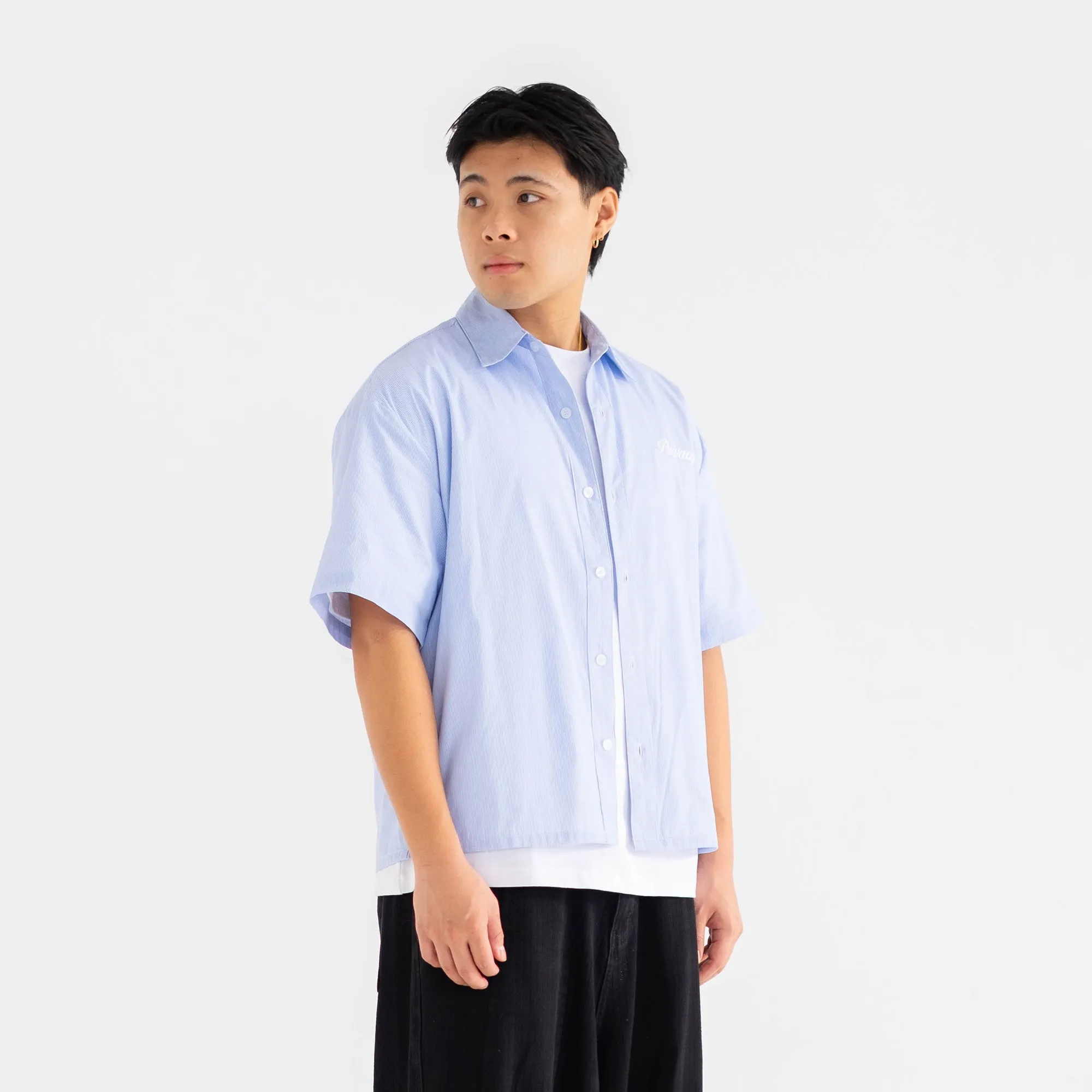 Boxy Script Shirt - Sky Blue