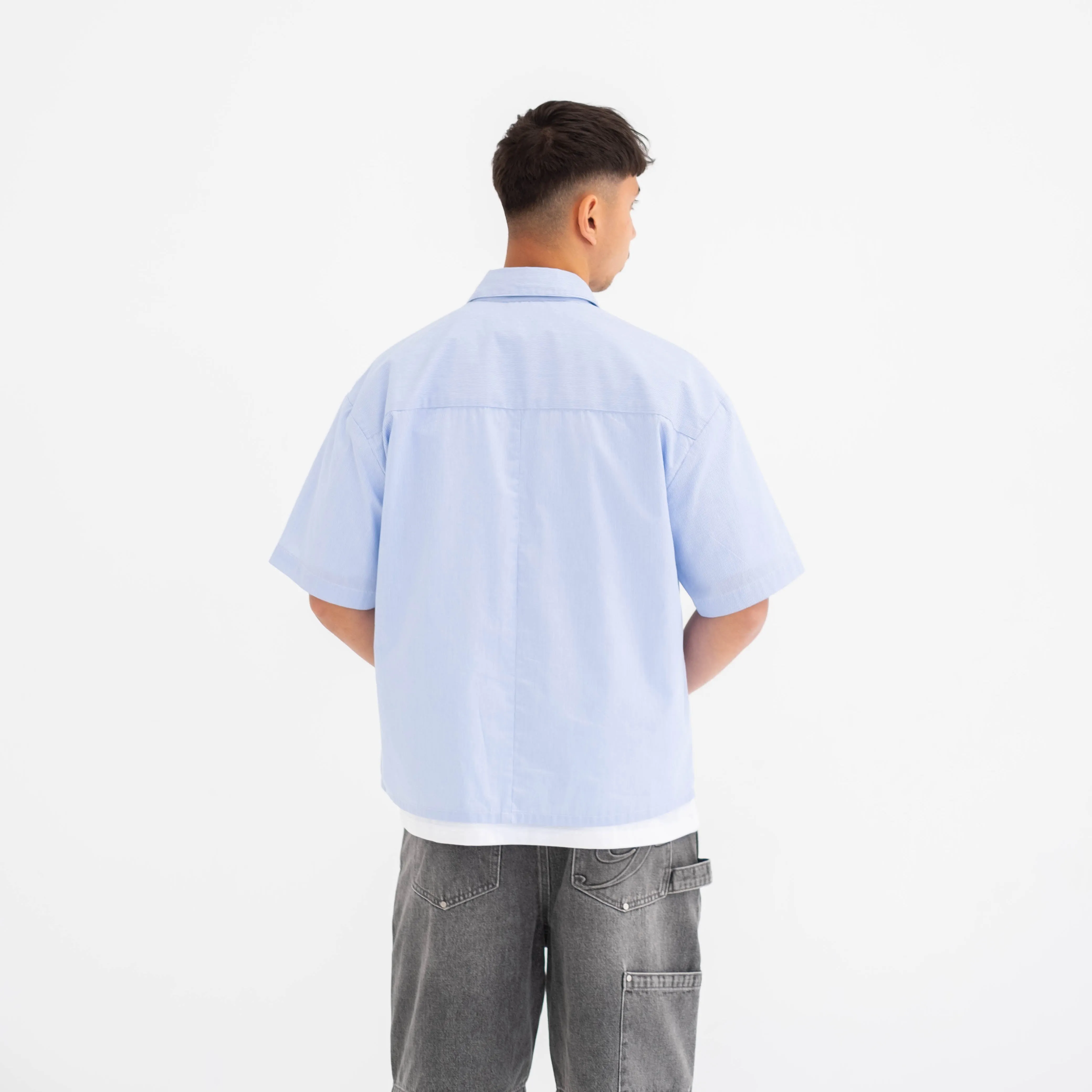 Boxy Script Shirt - Sky Blue