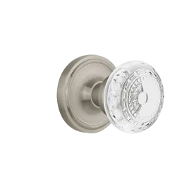 Classic Rosette with Crystal Meadows Knob in Satin Nickel