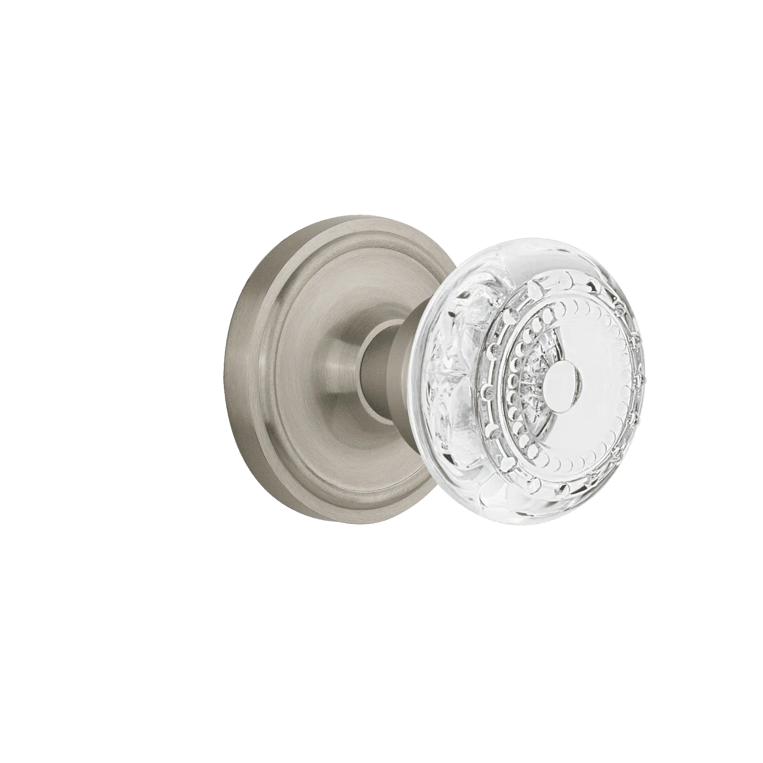 Classic Rosette with Crystal Meadows Knob in Satin Nickel