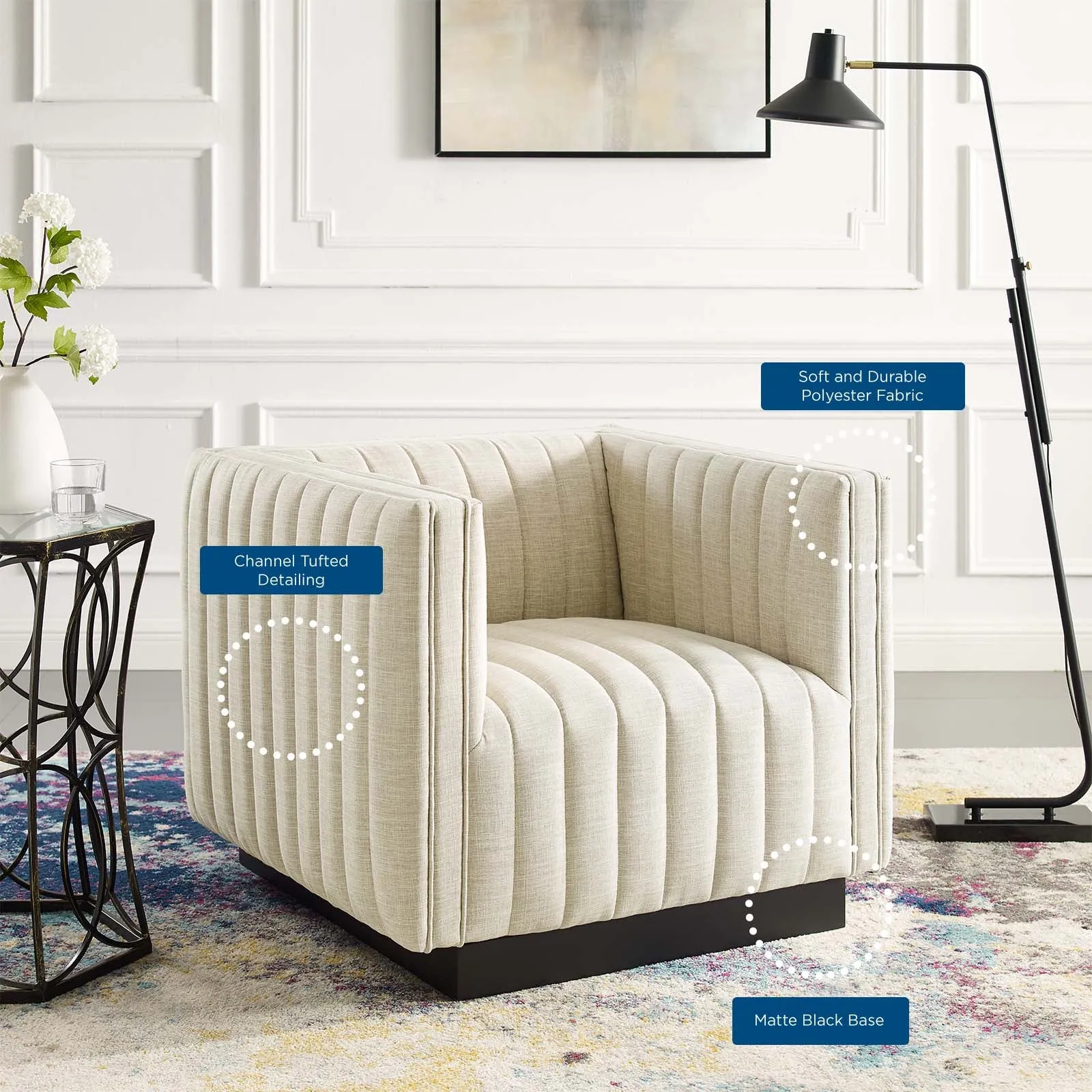 Conjure Tufted Upholstered Fabric Armchair by Modway