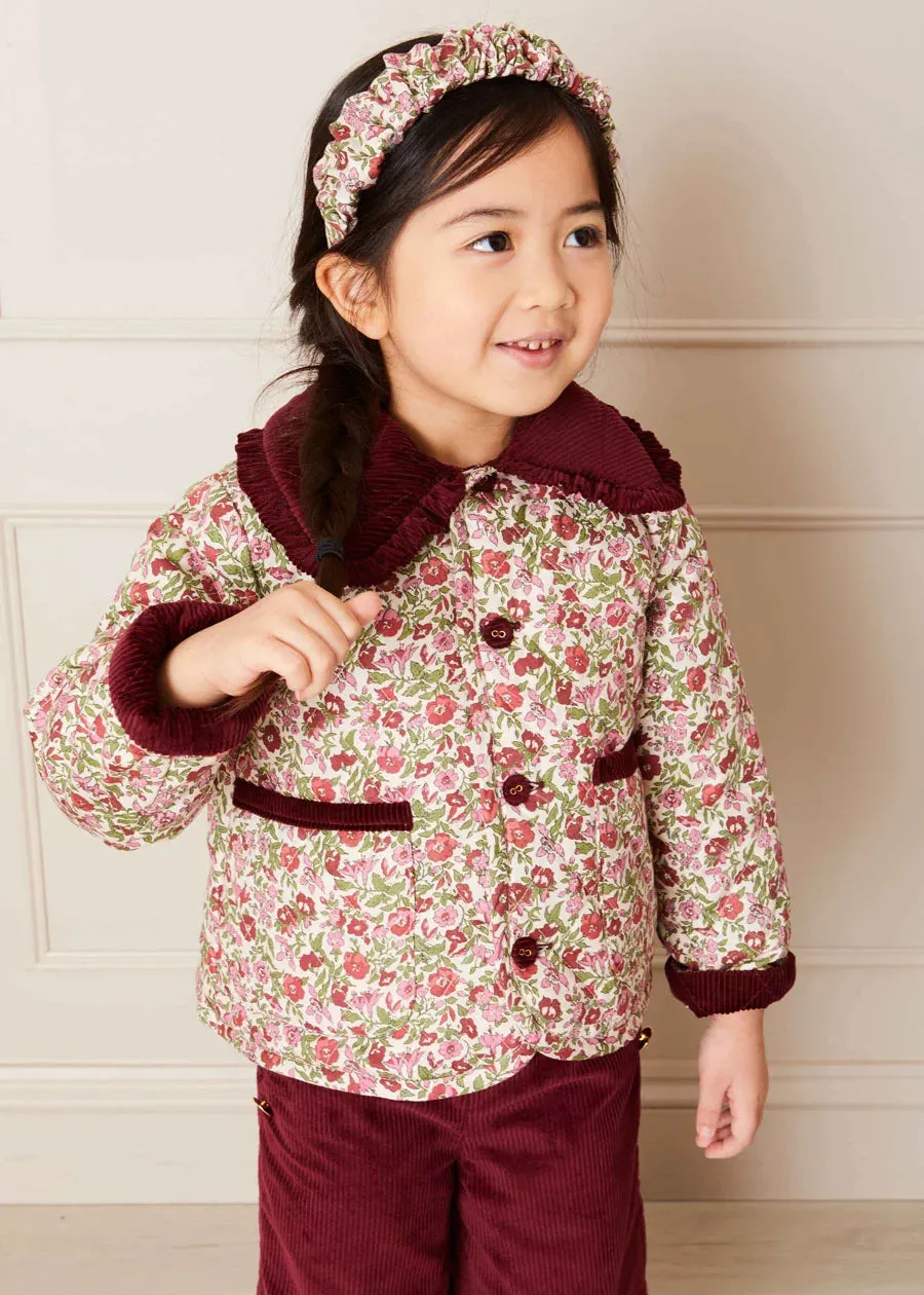 Daphne Floral Reversible Corduroy Jacket in Pink (4-10yrs)